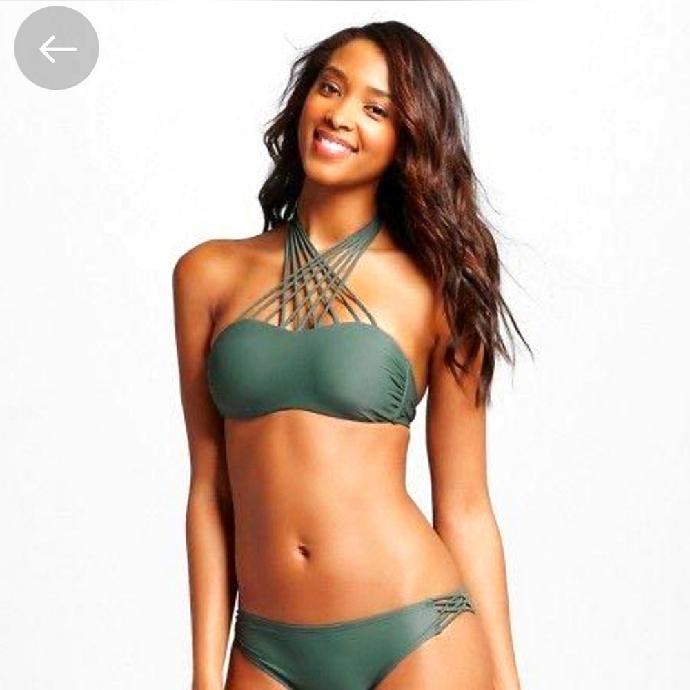 Xhilaration/Target Bikini TOP and BOTTOM Sage-Olive Green (Size Large)
